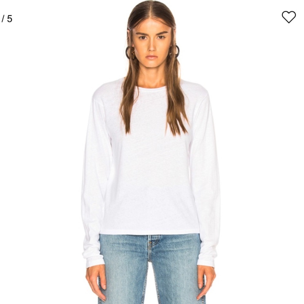 Re/Done Long Sleeve White Cotton Tee